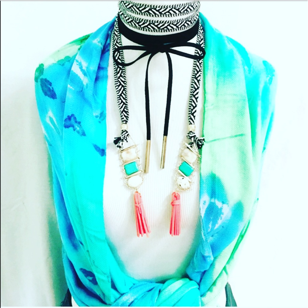 Semi Precious Stone Braided Cord Lariat